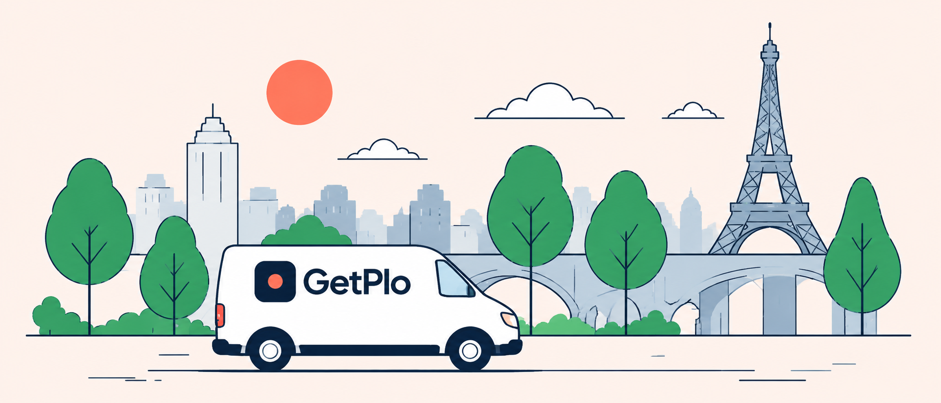 Camionnette GetPlo à Paris, avec la tour Eiffel